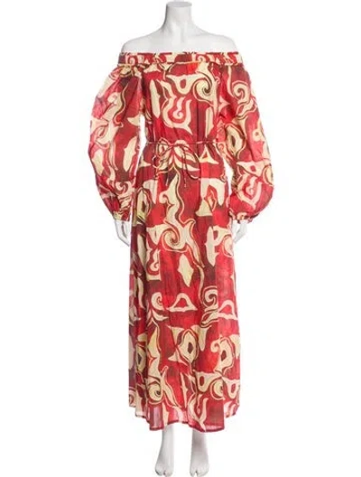 Pre-owned Mariacher. Paisley Print Long Dress W/ Tags In Multi