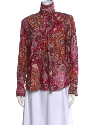 Pre-owned Mariacher. Paisley Print Long Sleeve Blouse In Multi