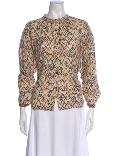 Pre-owned Mariacher. Patterned Long Sleeve Blouse In Neutral