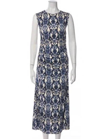 Pre-owned Mariacher. Patterned Midi Length Dress In Blue