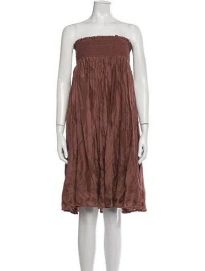 Pre-owned Mariacher. Patterned Midi Length Dress In Brown