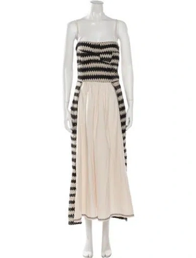 Pre-owned Mariacher. Patterned Midi Length Dress In Neutrals
