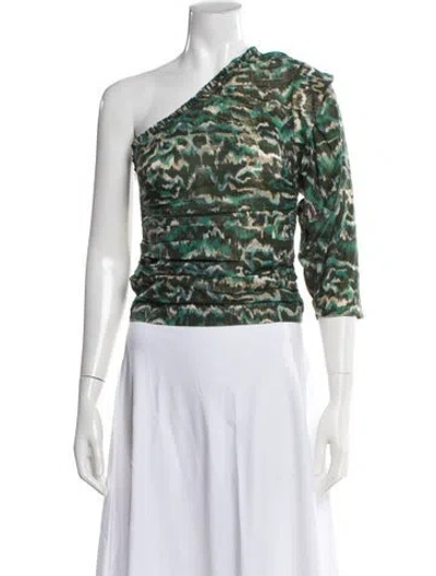 Pre-owned Mariacher. Patterned One-shoulder Top In Green