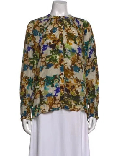 Pre-owned Mariacher. Printed Crew Neck Blouse In Multicolor