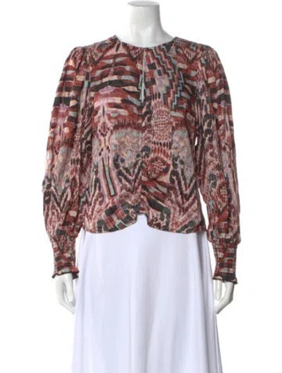Pre-owned Mariacher. Printed Crew Neck Blouse In Neutral