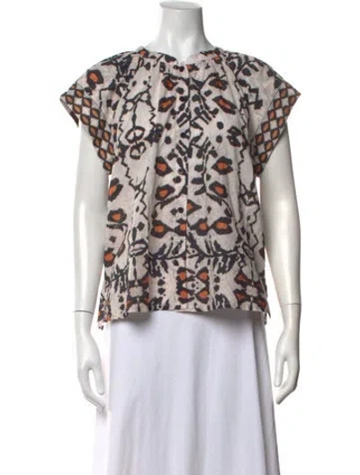 Pre-owned Mariacher. Printed Crew Neck Top In Blue