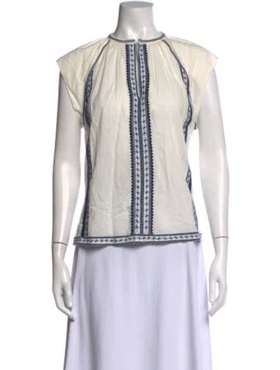 Pre-owned Mariacher. Printed Crew Neck Top In Neutrals/white