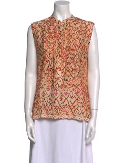 Pre-owned Mariacher. Printed Crew Neck Top W/ Tags In Orange