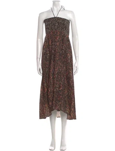 Pre-owned Mariacher. Printed Knee-length Dress In Brown