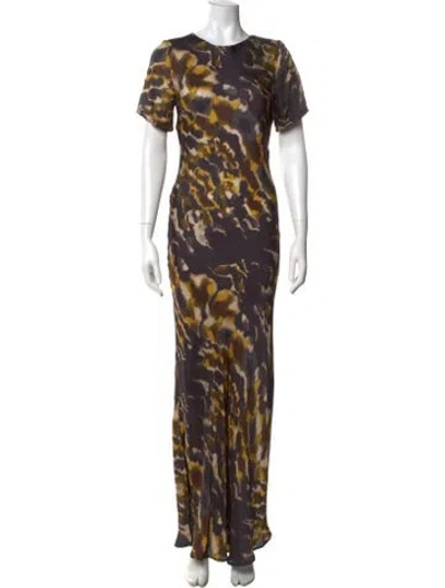 Pre-owned Mariacher. Printed Long Dress In Brown