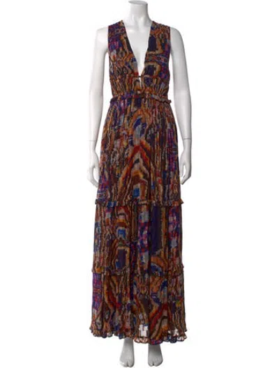 Pre-owned Mariacher. Printed Long Dress In Brown