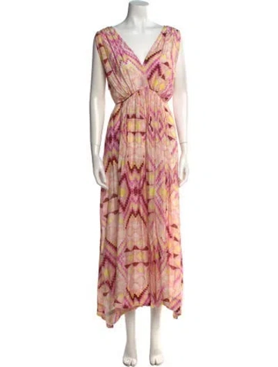 Pre-owned Mariacher. Printed Long Dress In Pink
