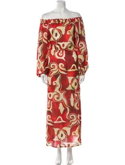 Pre-owned Mariacher. Printed Long Dress In Red