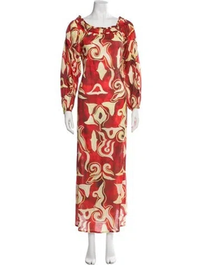 Pre-owned Mariacher. Printed Long Dress In Red