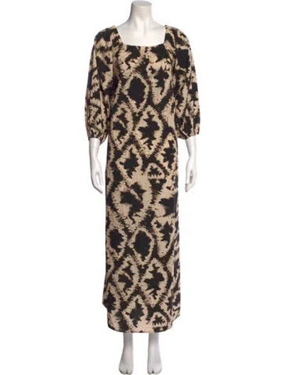 Pre-owned Mariacher. Printed Long Dress W/ Tags In Neutral