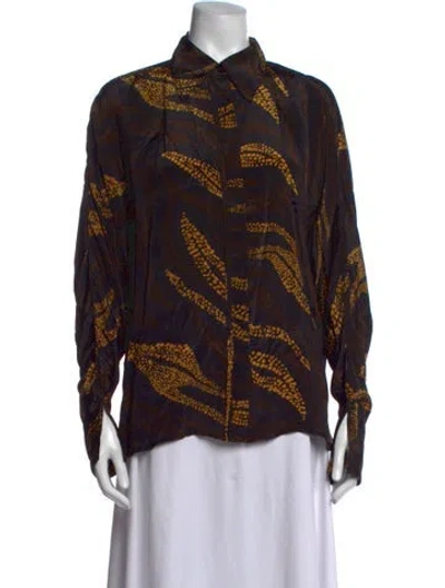 Pre-owned Mariacher. Printed Long Sleeve Button-up Top W/ Tags In Black