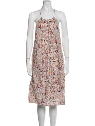 Pre-owned Mariacher. Printed Midi Length Dress In Metallic/neutrals