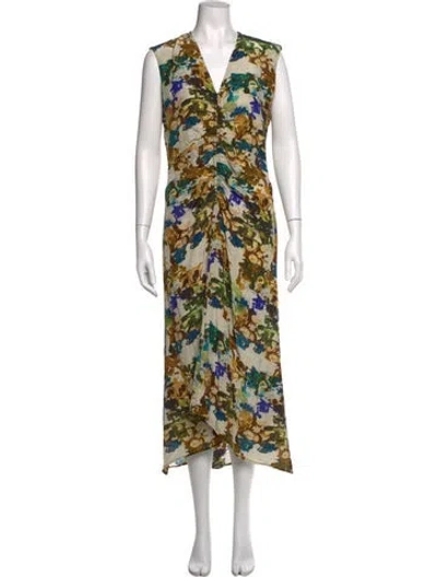 Pre-owned Mariacher. Printed Midi Length Dress In Multi