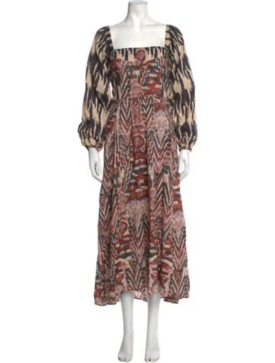 Pre-owned Mariacher. Printed Midi Length Dress In Multicolor
