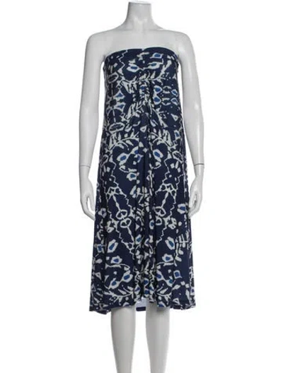 Pre-owned Mariacher. Printed Midi Length Dress W/ Tags In Blue