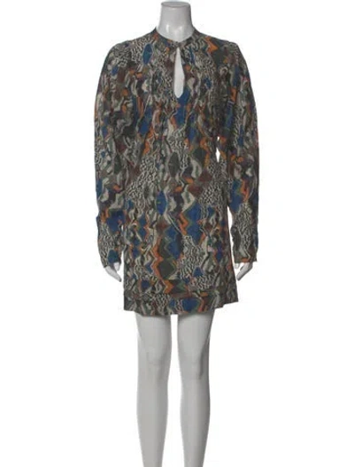 Pre-owned Mariacher. Printed Mini Dress In Blue