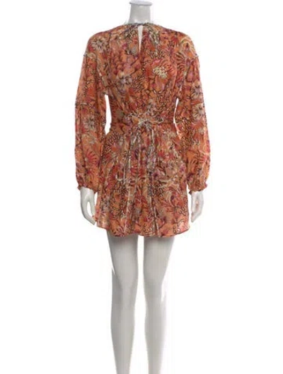 Pre-owned Mariacher. Printed Mini Dress W/ Tags In Orange