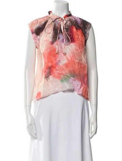 Pre-owned Mariacher. Printed Mock Neck Blouse In Multi