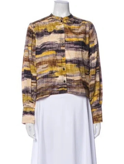 Pre-owned Mariacher. Printed Mock Neck Crop Top In Neutral