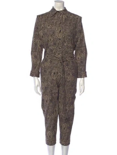 Pre-owned Mariacher. Printed Mock Neck Jumpsuit In Green