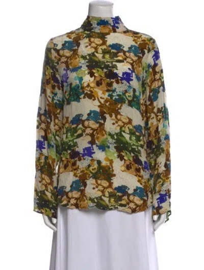 Pre-owned Mariacher. Printed Mock Neck Top In Multicolor