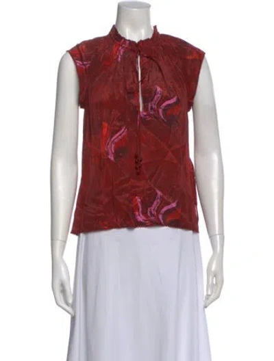 Pre-owned Mariacher. Printed Tie Neck Blouse In Multi