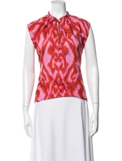 Pre-owned Mariacher. Printed Tie Neck Top In Multi