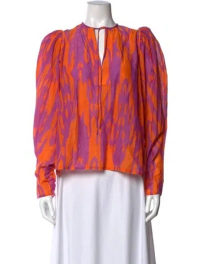 Pre-owned Mariacher. Printed Tie Neck Top In Multicolor