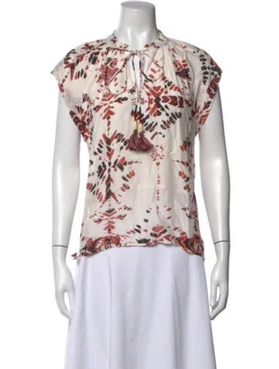 Pre-owned Mariacher. Printed Tie Neck Top W/ Tags In Multicolor