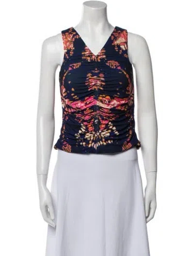 Pre-owned Mariacher. Printed V-neck Crop Top In White