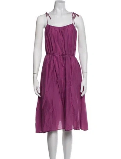 Pre-owned Mariacher. Scoop Neck Midi Length Dress In Pink/purple