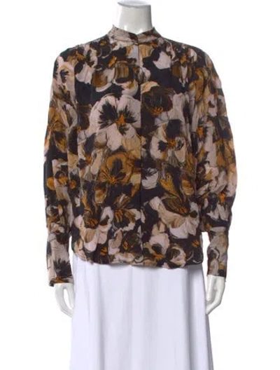 Pre-owned Mariacher. Silk Floral Print Blouse W/ Tags In Multicolor