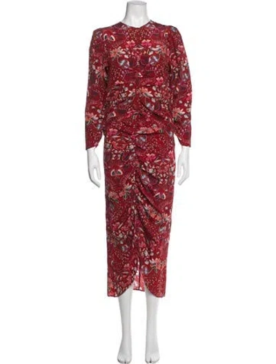 Pre-owned Mariacher. Silk Floral Print Skirt Set In Red