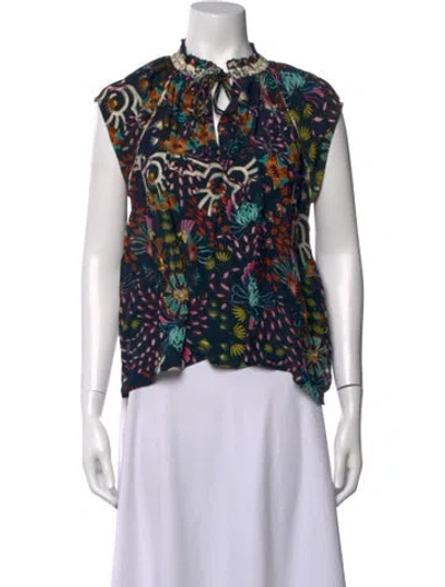 Pre-owned Mariacher. Silk Floral Print Top In Multicolor