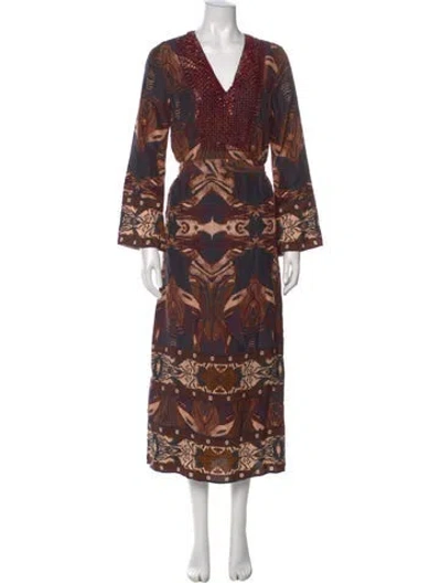 Pre-owned Mariacher. Silk Long Dress In Brown