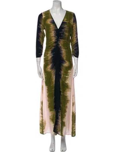 Pre-owned Mariacher. Silk Long Dress In Green