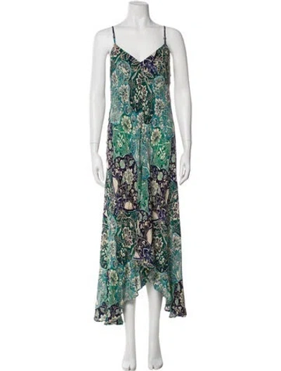 Pre-owned Mariacher. Silk Long Dress In Green