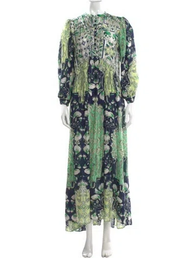 Pre-owned Mariacher. Silk Long Dress In Green