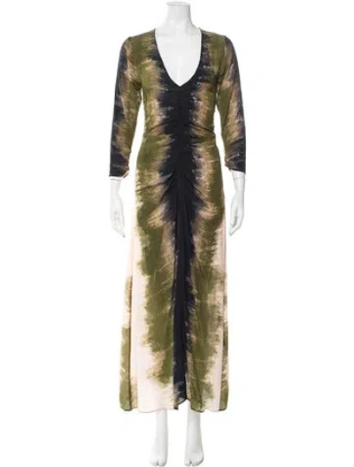 Pre-owned Mariacher. Silk Long Dress In Green