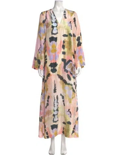 Pre-owned Mariacher. Silk Long Dress In Multi