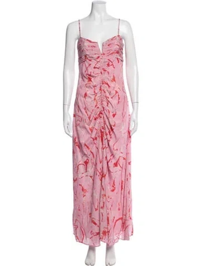 Pre-owned Mariacher. Silk Long Dress In Pink