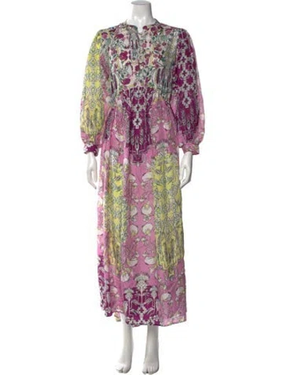 Pre-owned Mariacher. Silk Long Dress In Pink