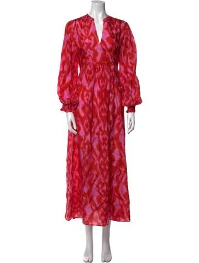 Pre-owned Mariacher. Silk Long Dress In Red