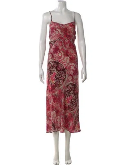 Pre-owned Mariacher. Silk Long Dress In Red