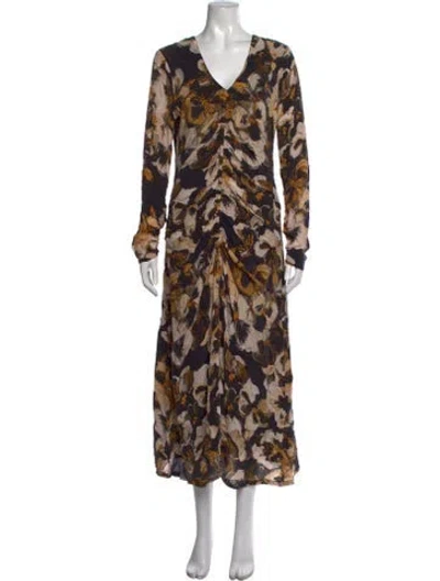 Pre-owned Mariacher. Silk Long Dress W/ Tags In Brown